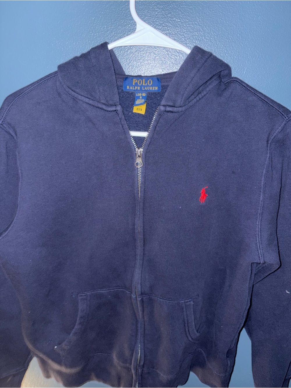 Polo by Ralph Lauren Navy Zip Hoodie with Red Pony Logo